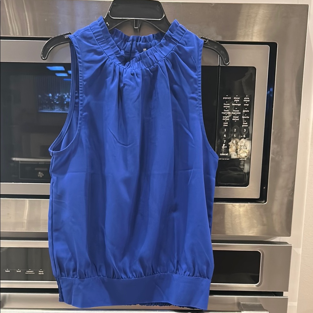 Glam Royal Blue Sleeveless Blouse